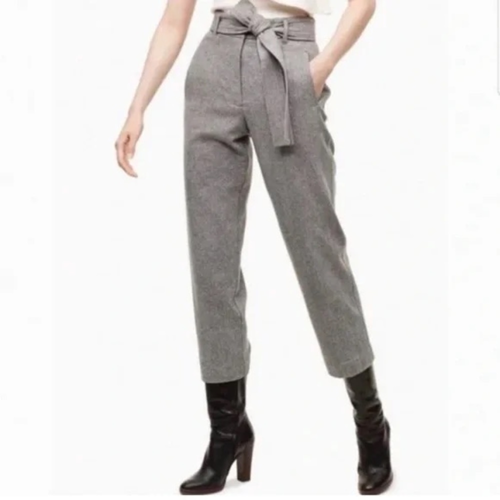 Aritzia Wilfred Jallade Gray Women's Tie-Waist Pants Wool‎ Blend Sz 4